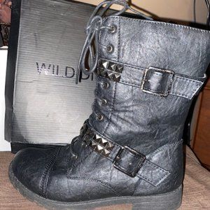 Wild Diva Lounge, Black Tasha Combat Boot Size Women's 6.5 worn once